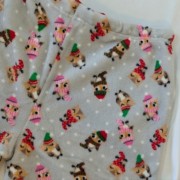 Pillow Talk Lounge Pants Fleece Winter Snow Owl Print Light Grey Multi XL NWT - Picture 7 of 11